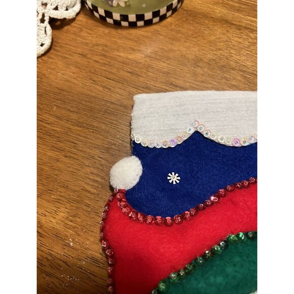 Design Works Crafts Felt Christmas Stocking Handcrafted "Snowman and Tree" 16" - Picture 5 of 10